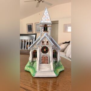 PartyLite Lighted Olde World Village #2 with Stained Glass Accents